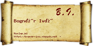 Bognár Ivó névjegykártya